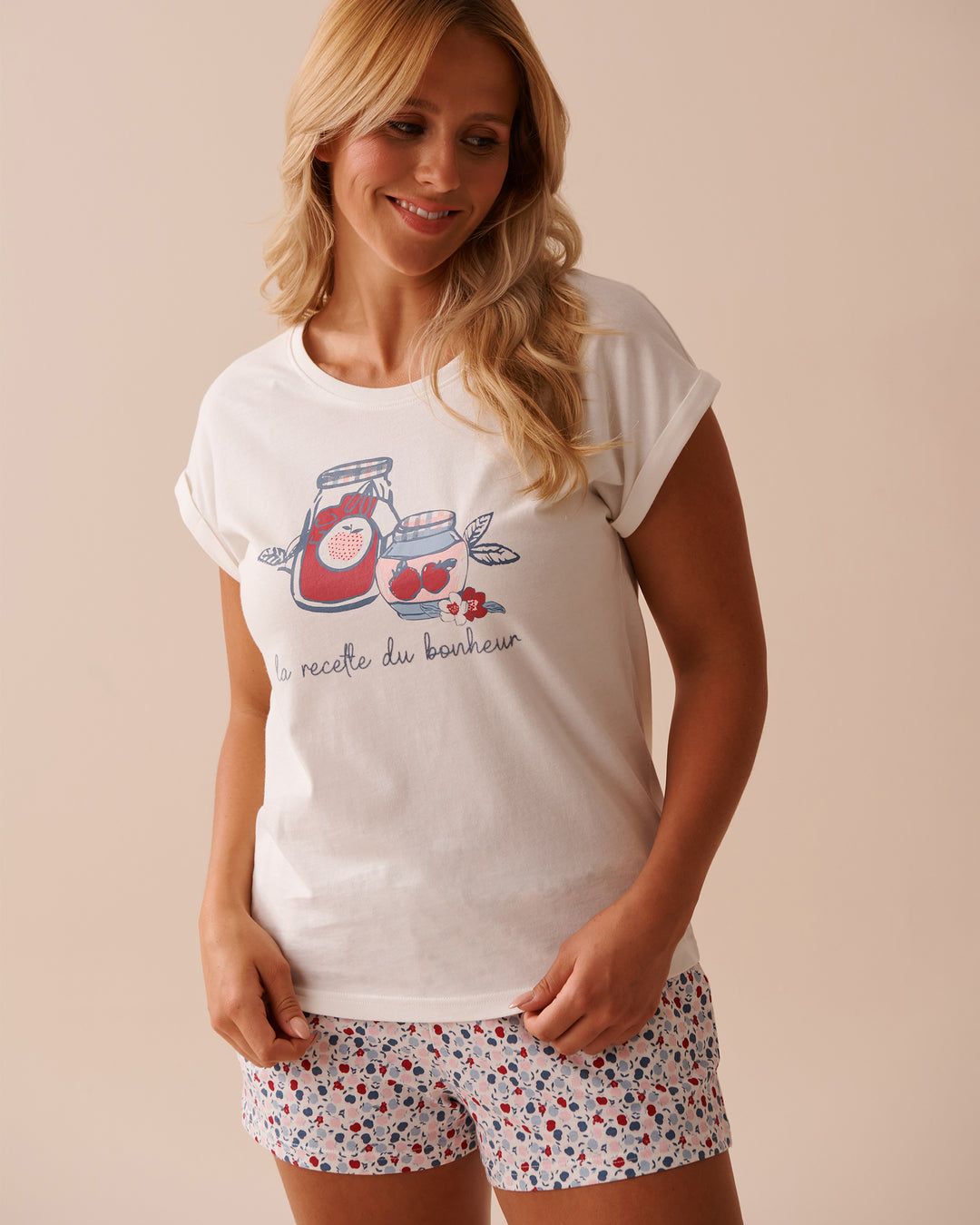 Apple Print Cotton Crew Neck T-shirt - Microchip