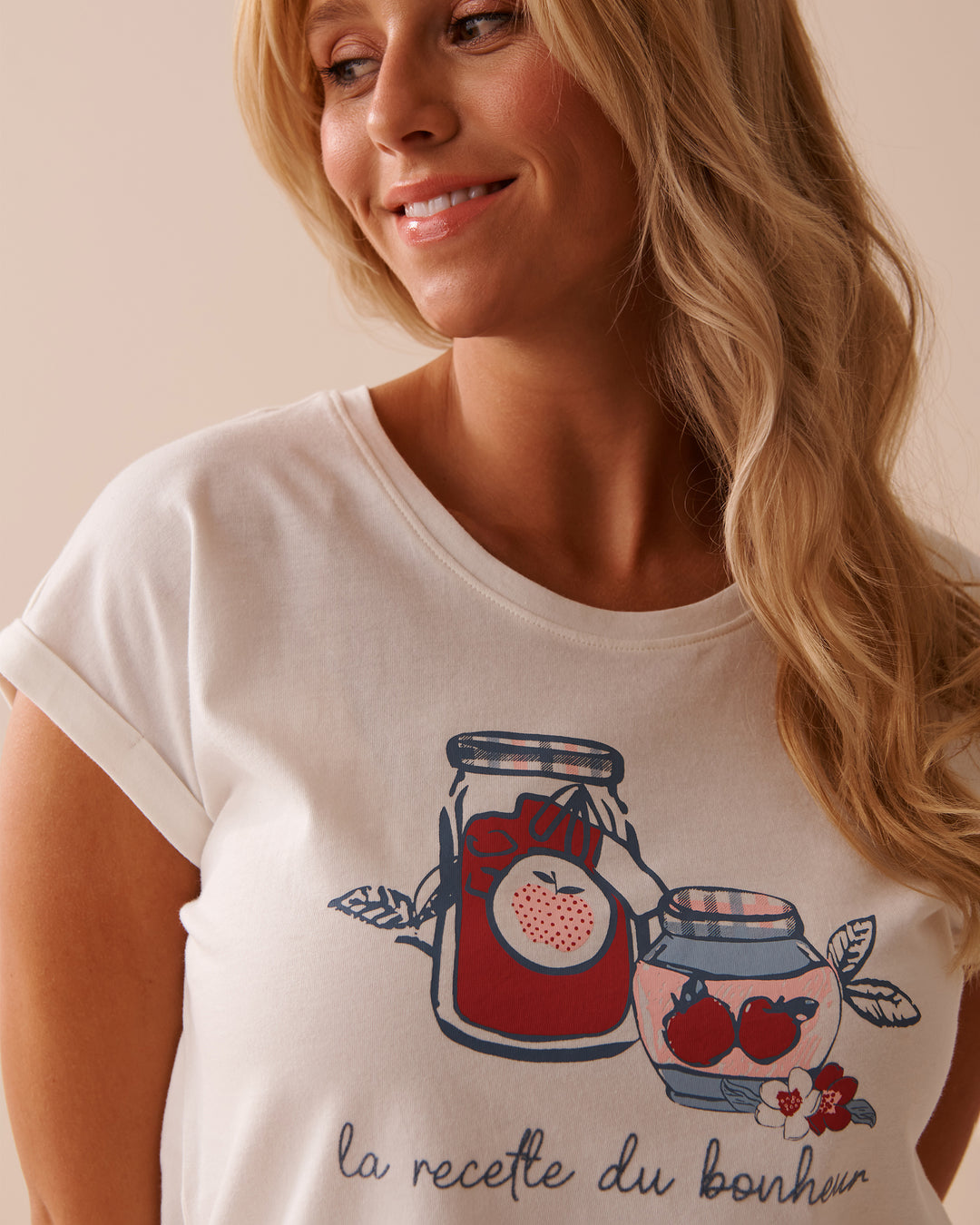 Apple Print Cotton Crew Neck T-shirt - Microchip
