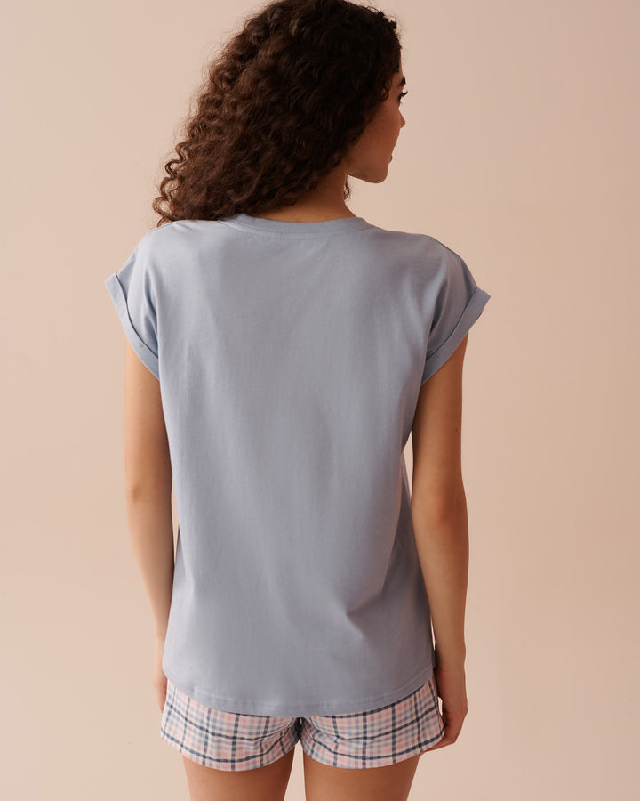 Apple Print Cotton Crew Neck T-shirt - Microchip