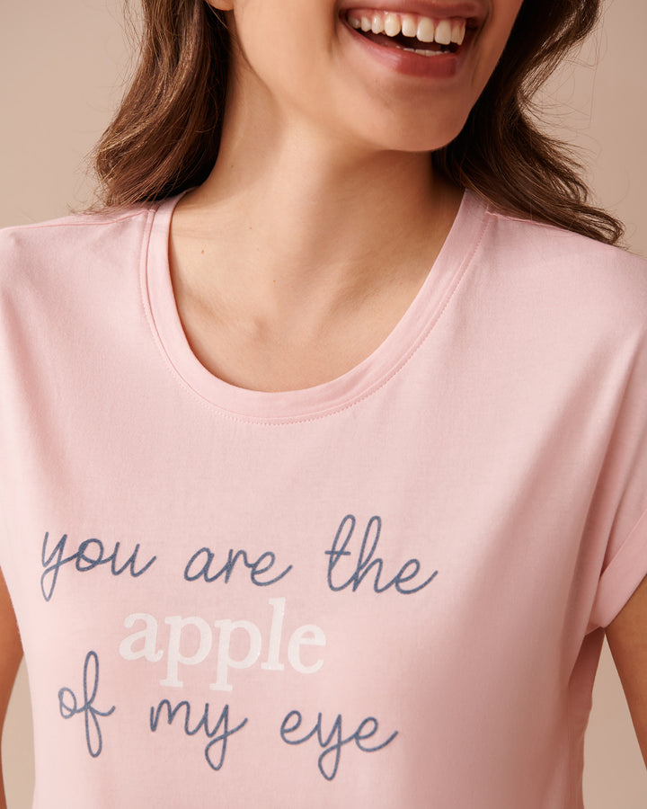 Apple Print Cotton Crew Neck T-shirt - Microchip