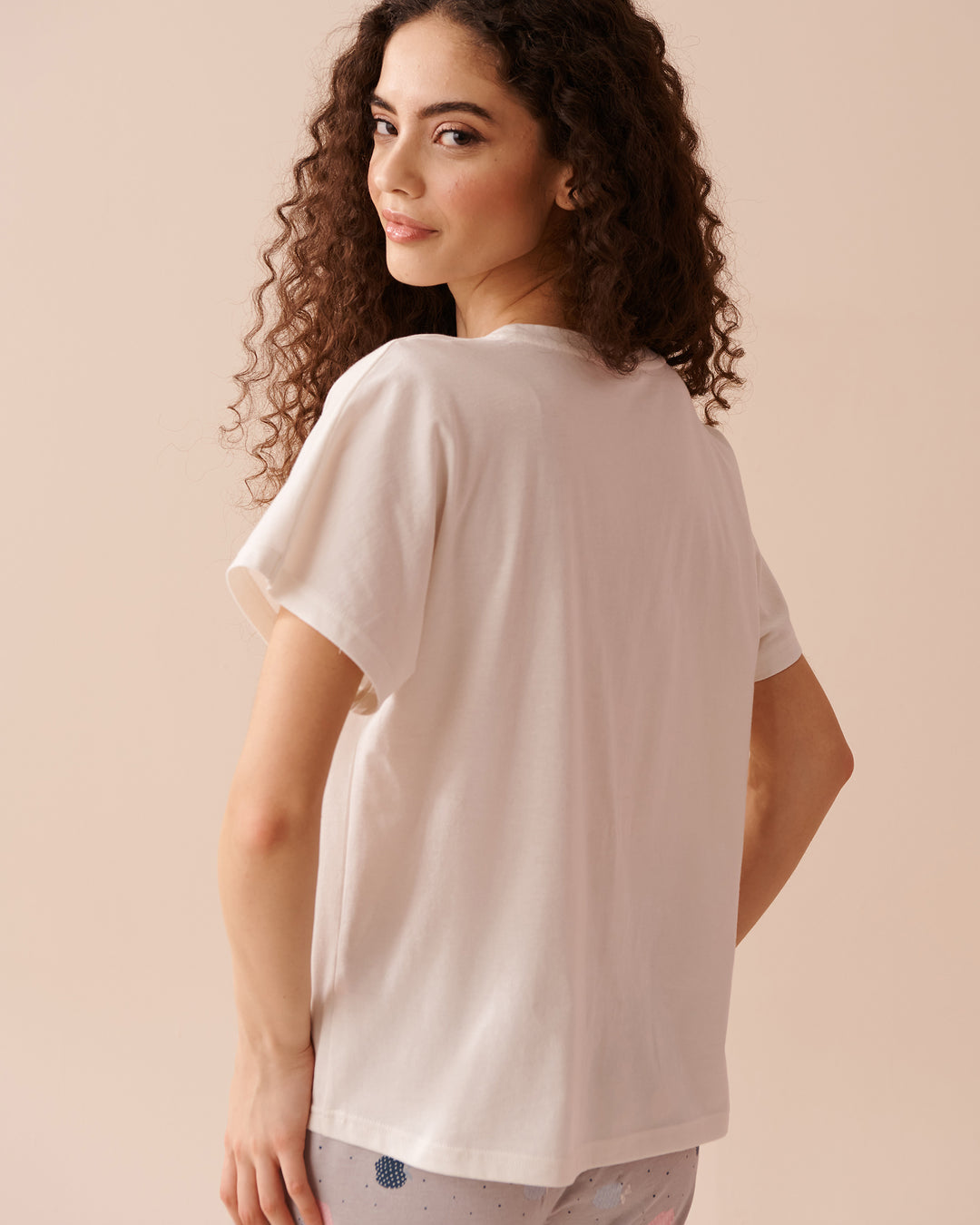 Apple Print Cotton V-neck T-shirt - Microchip