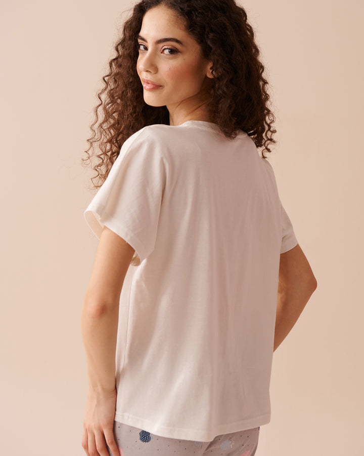 Apple Print Cotton V-neck T-shirt - Microchip