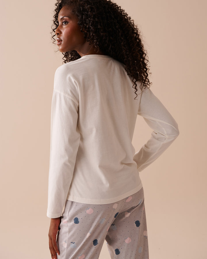 Apple Print Cotton Long Sleeve Shirt - China Blue