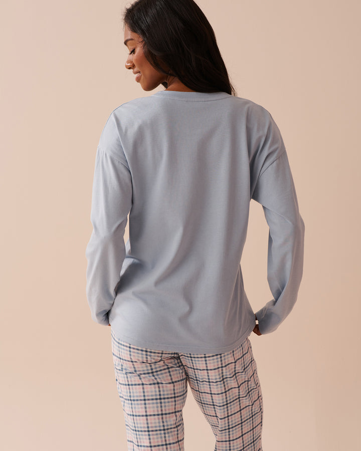 Apple Print Cotton Long Sleeve Shirt - Chalk Pink
