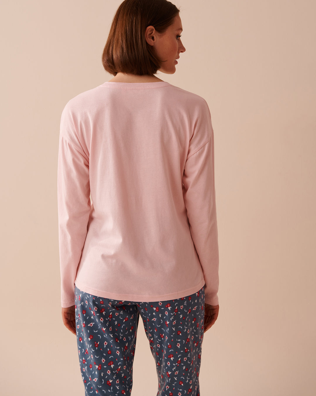 Apple Print Cotton Long Sleeve Shirt - Chalk Pink