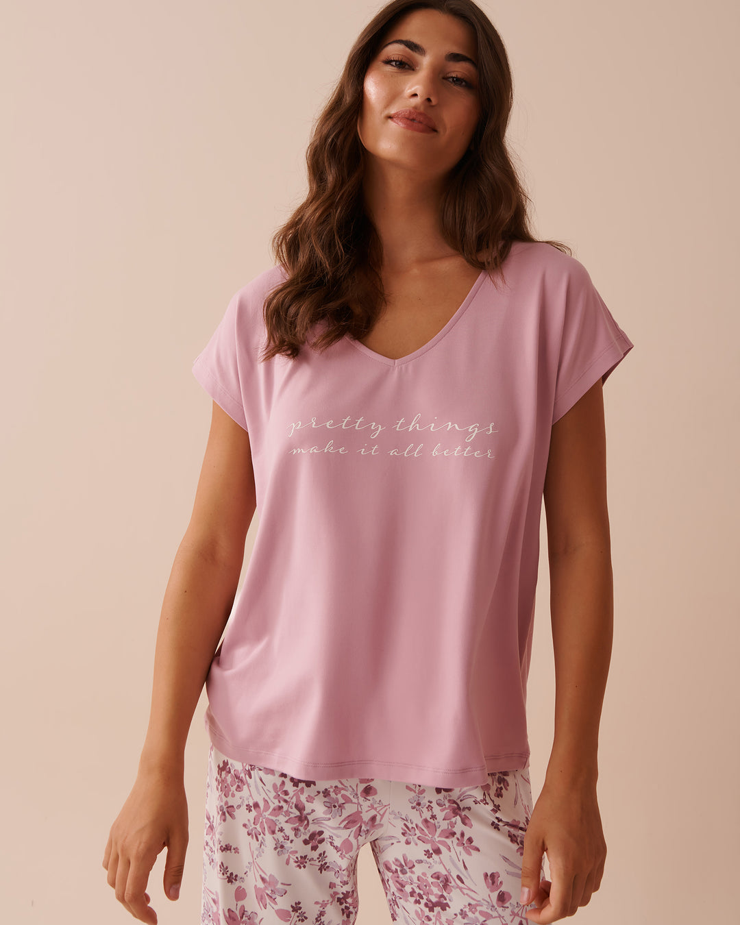 Super Soft V-neck T-shirt - Mauve Mist
