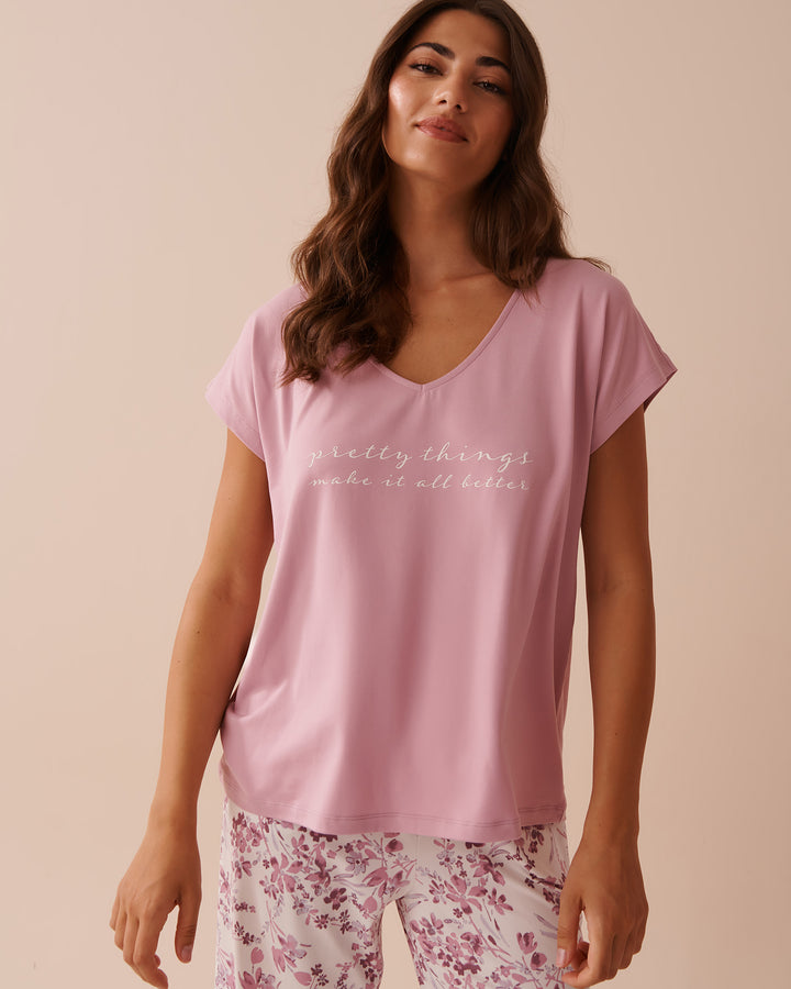 Super Soft V-neck T-shirt - Mauve Mist