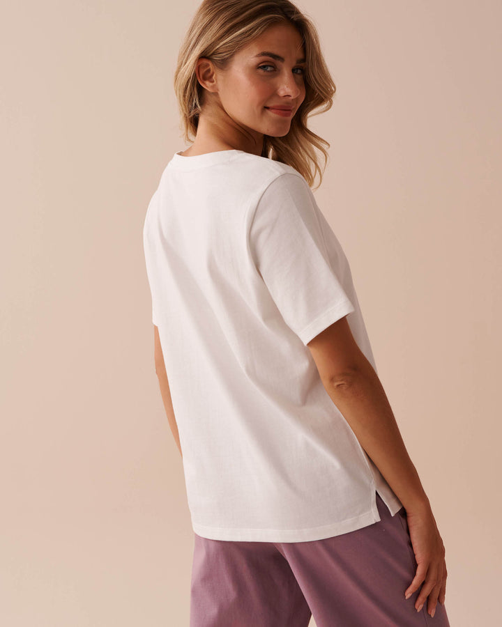 Koala Print Cotton T-shirt - Evening Blue