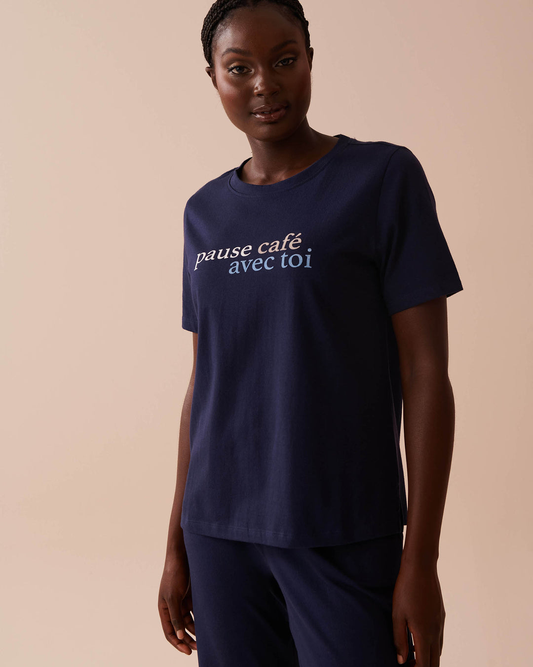 Koala Print Cotton T-shirt - Evening Blue