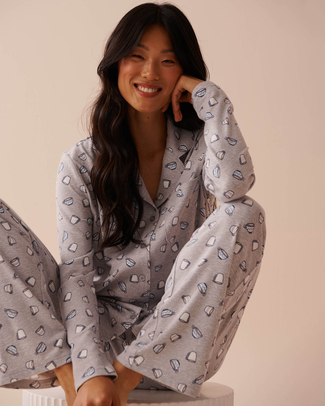 Cupcake Print Recycled Fibers Button-down Shirt - Coffee Cups
