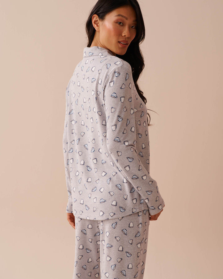 Cupcake Print Recycled Fibers Button-down Shirt - Coffee Cups