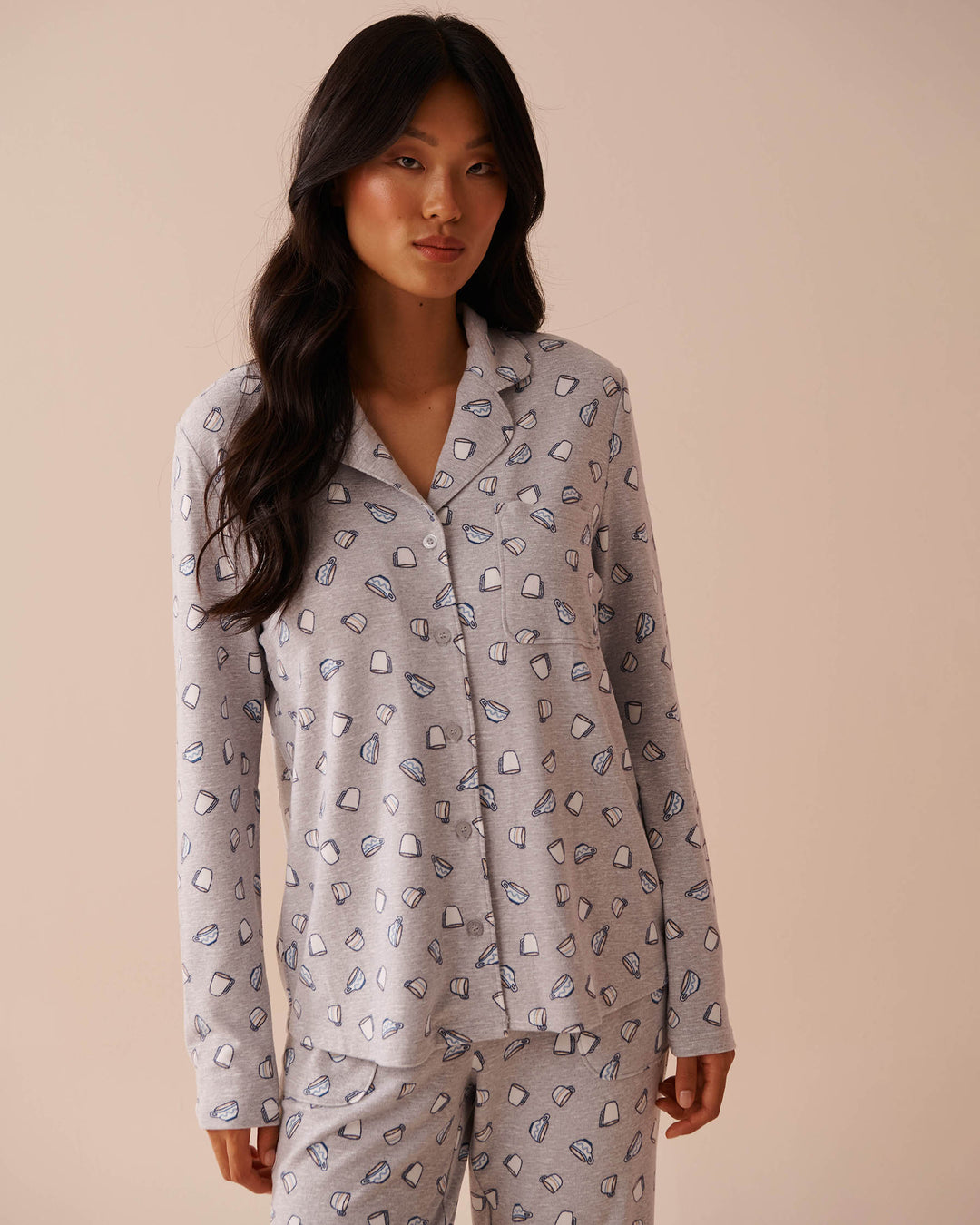 Cupcake Print Recycled Fibers Button-down Shirt - Coffee Cups