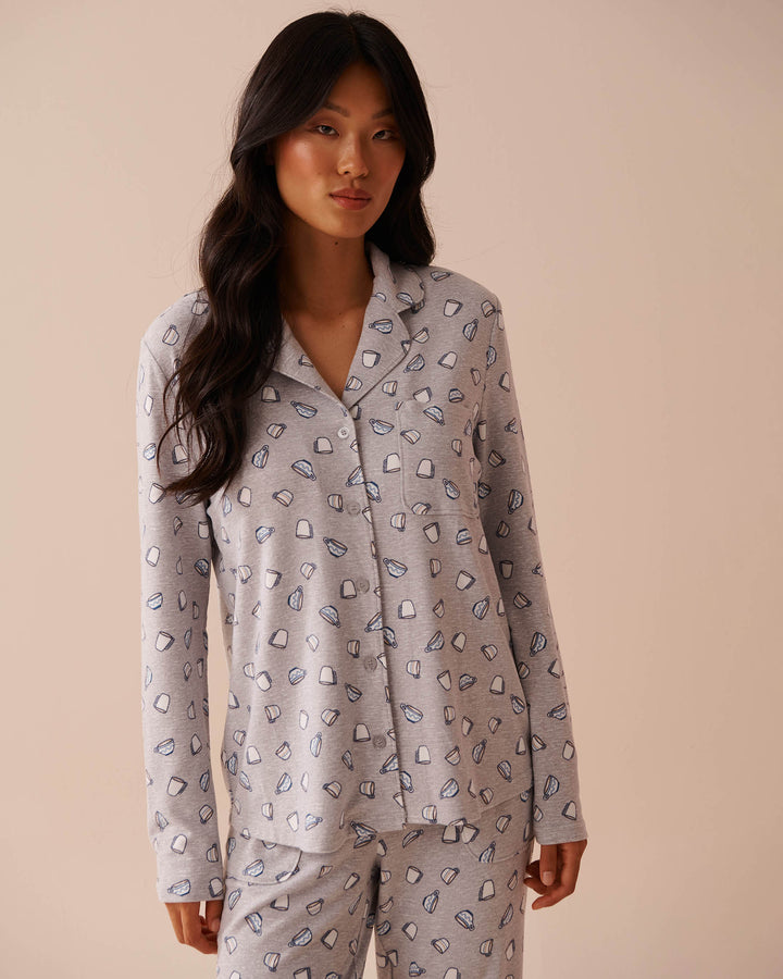 Cupcake Print Recycled Fibers Button-down Shirt - Coffee Cups