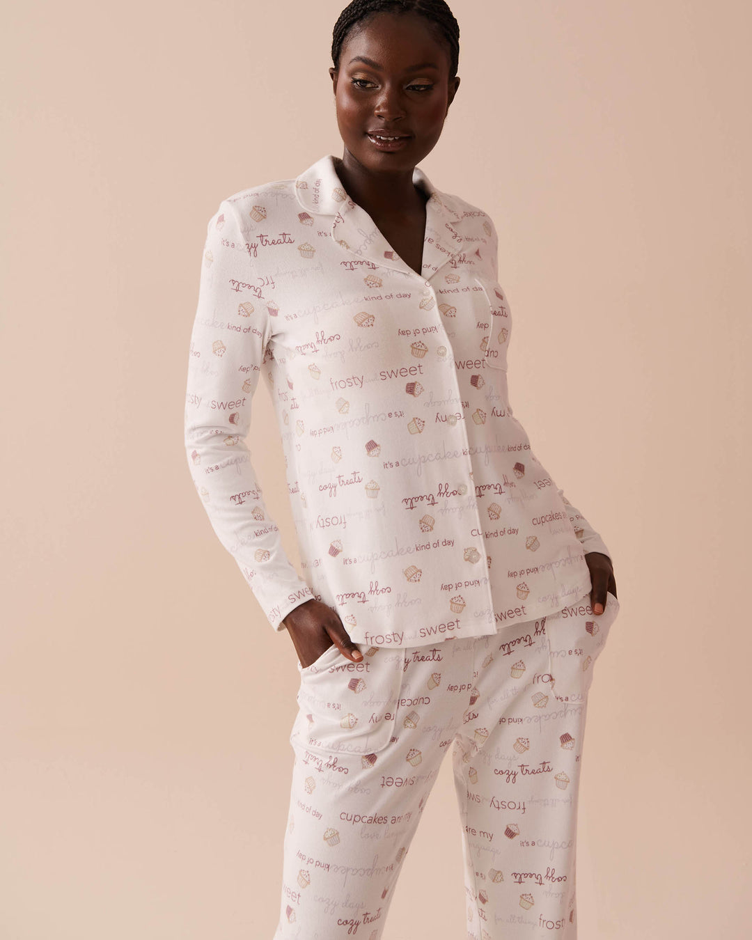 Cupcake Print Recycled Fibers Button-down Shirt - Coffee Cups