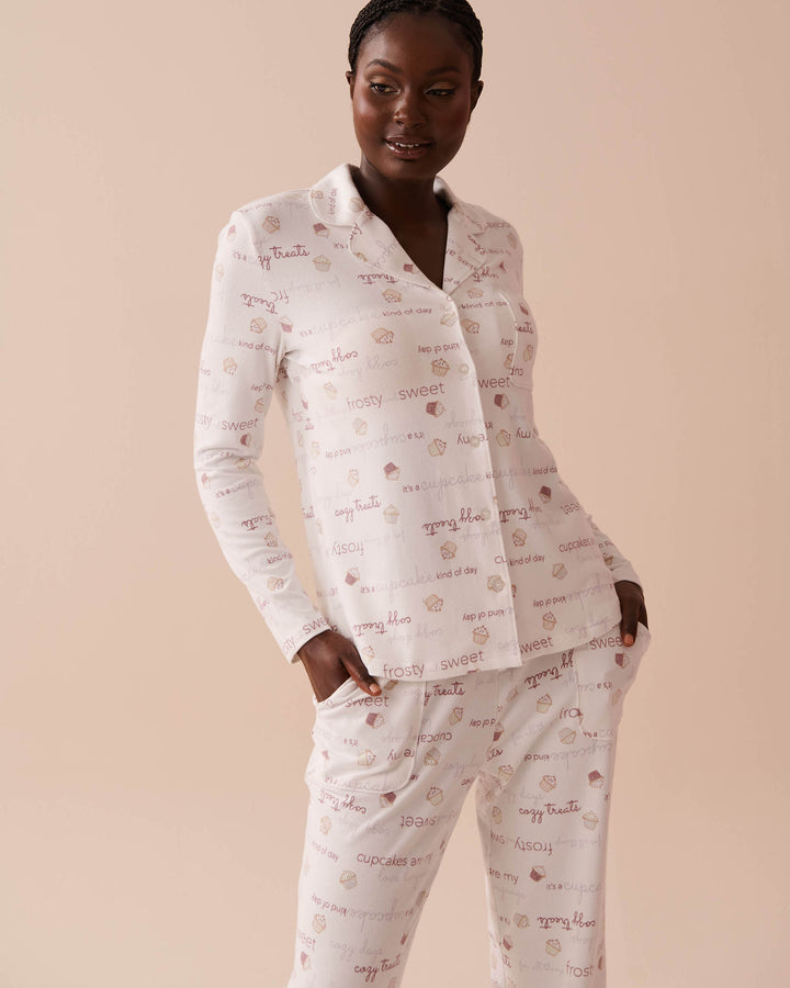 Cupcake Print Recycled Fibers Button-down Shirt - Coffee Cups