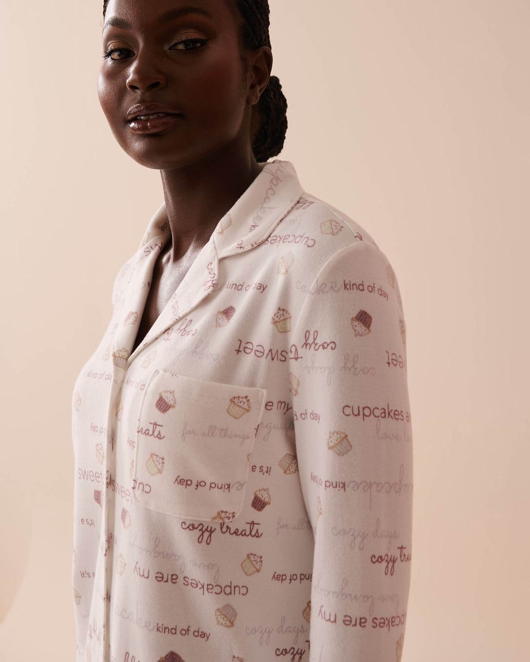 Cupcake Print Recycled Fibers Button-down Shirt - Coffee Cups