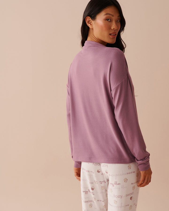 Cupcake Print Recycled Fibers Long Sleeve Shirt - Very Grape