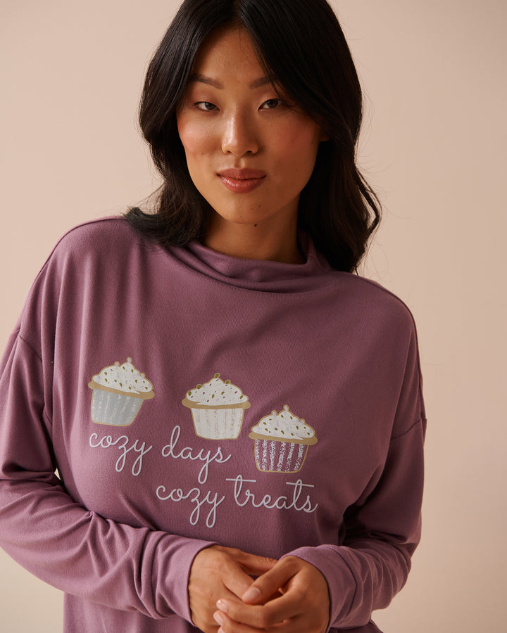 Cupcake Print Recycled Fibers Long Sleeve Shirt - Snow White Daydream