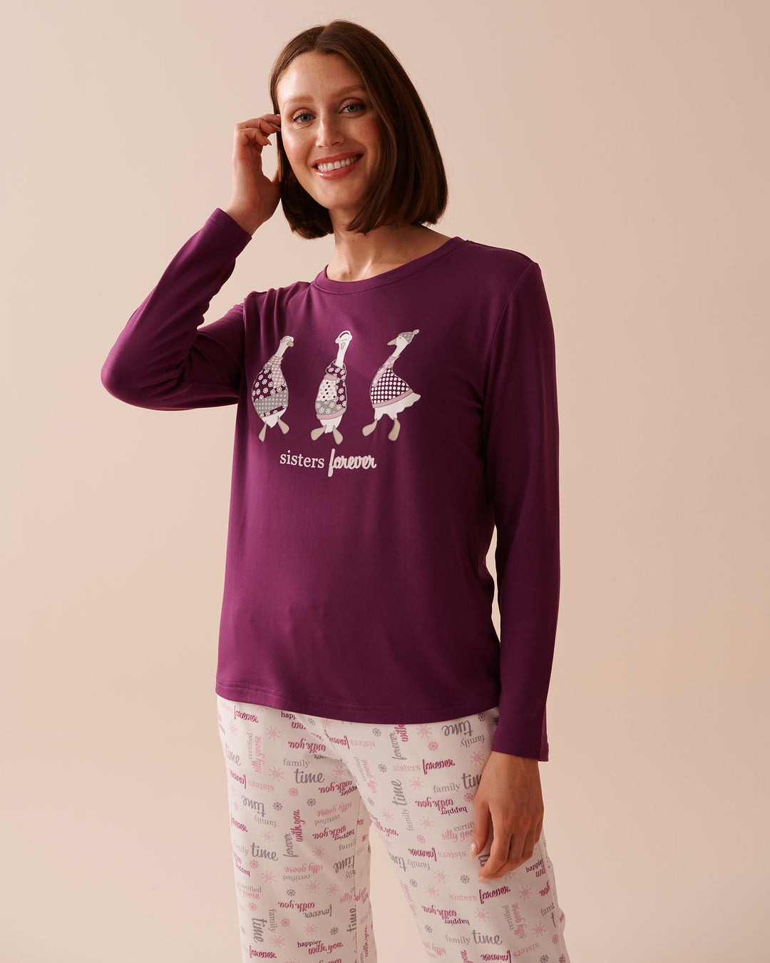 Goose Print Cozy Long Sleeve Shirt - Charisma