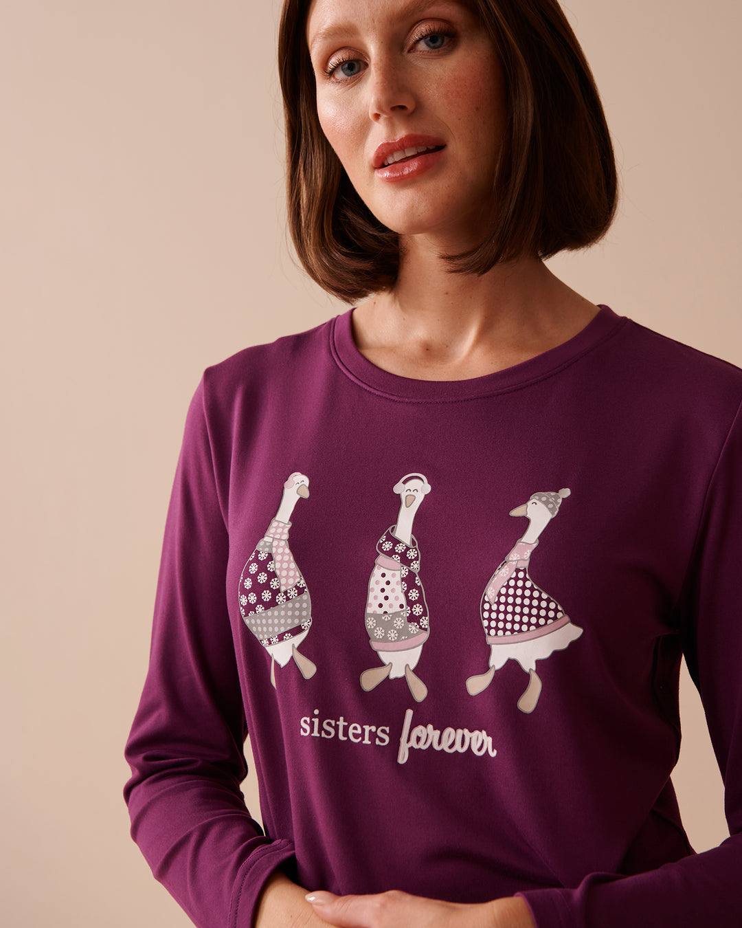 Goose Print Cozy Long Sleeve Shirt - Charisma