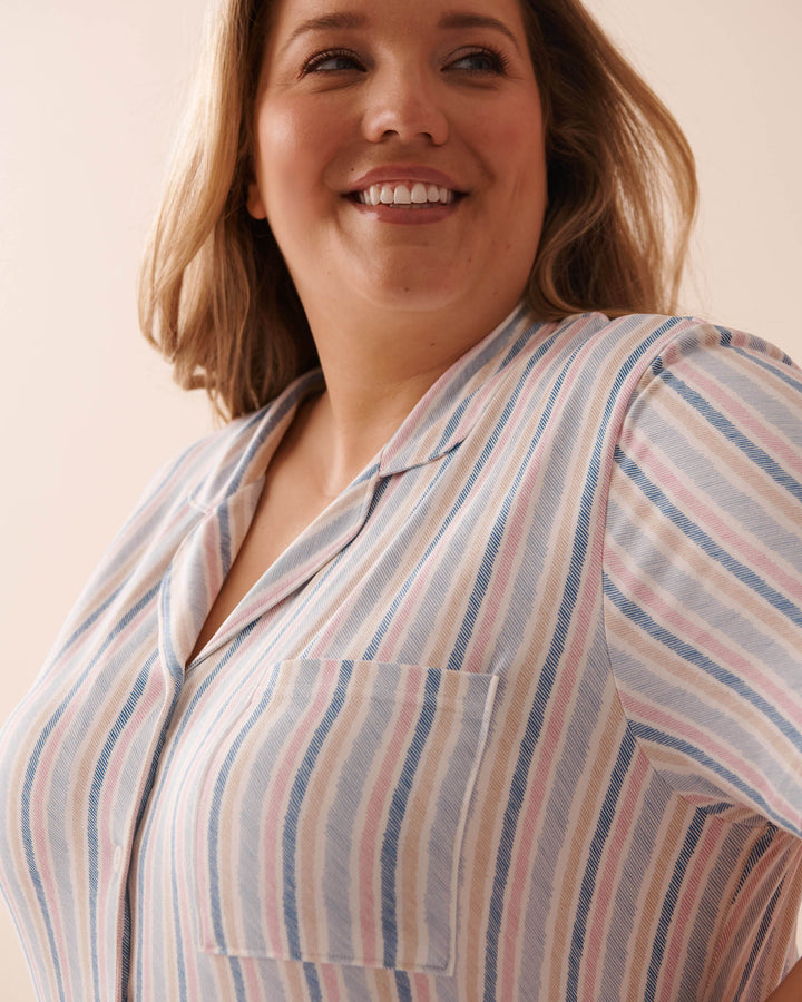 Soothing Stripes Super Soft Button-down Shirt - Hatched Multistripe