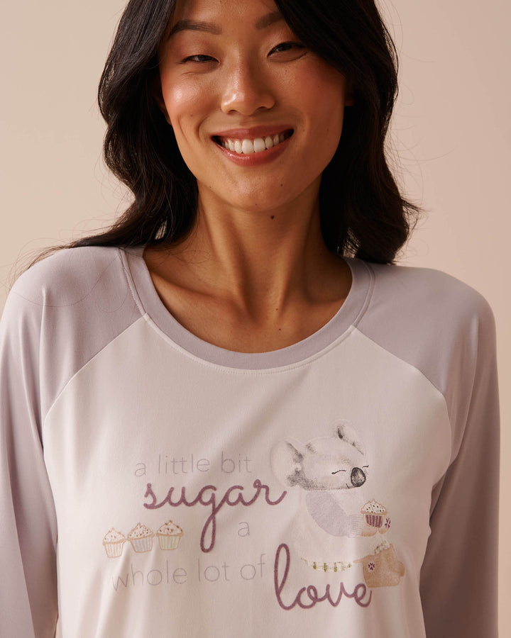 Cat Print Super Soft Long Sleeve Shirt - Forever Blue