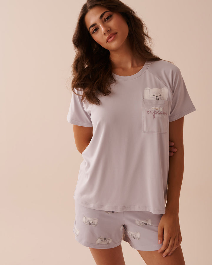 Cat Print Super Soft T-shirt - Snow White