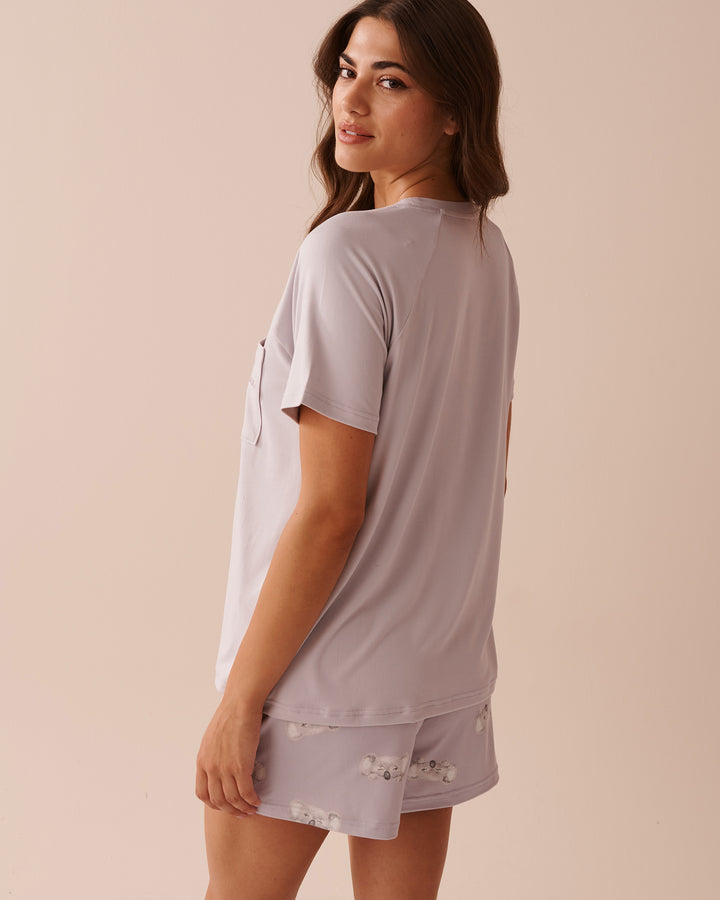 Cat Print Super Soft T-shirt - Snow White