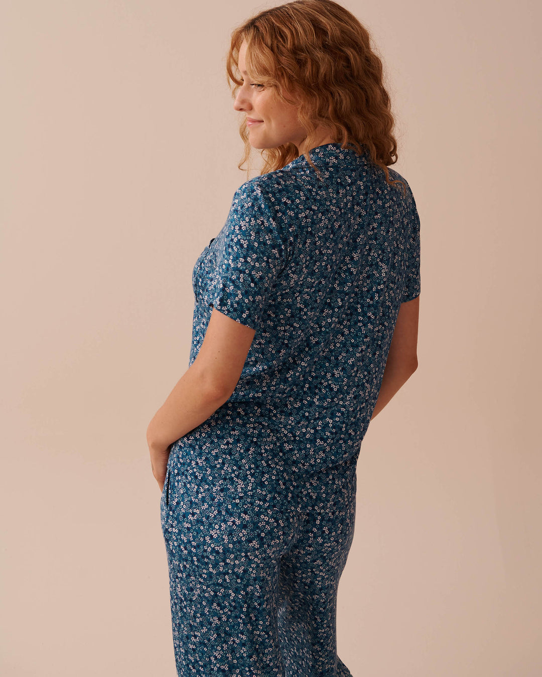Soft Jersey Short Sleeve Button-down Shirt - Evening Blue