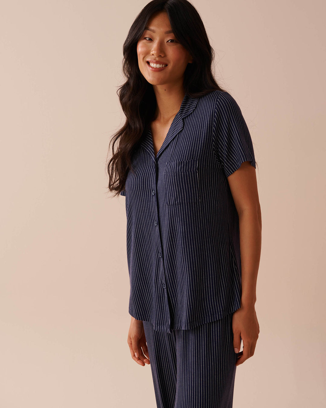 Soft Jersey Short Sleeve Button-down Shirt - Evening Blue