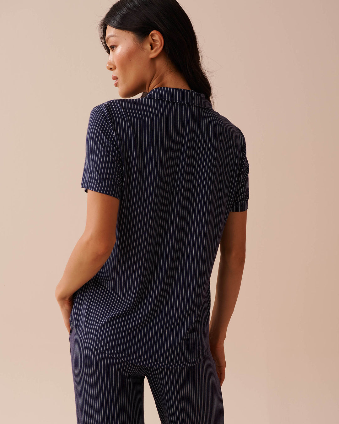 Soft Jersey Short Sleeve Button-down Shirt - Evening Blue