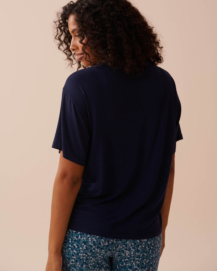 Soft Jersey Drop Shoulder T-shirt - Evening Blue