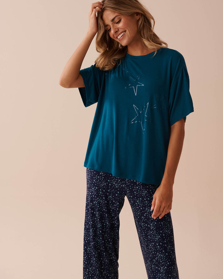 Soft Jersey Drop Shoulder T-shirt - Moroccan Blue