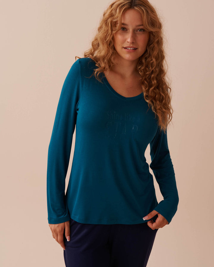 Soft Jersey Long Sleeve Shirt - Evening Blue W Screen