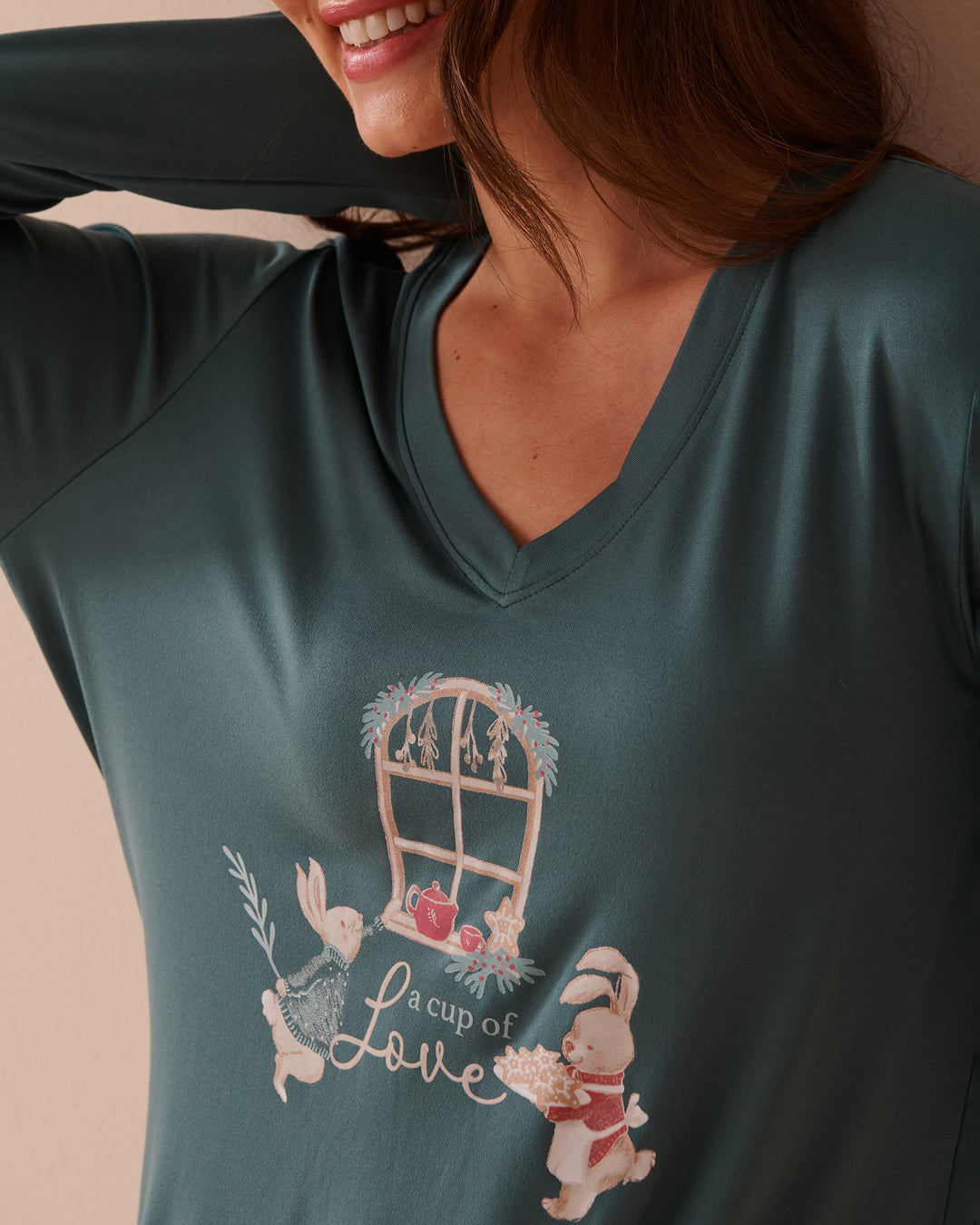 Rabbit Print Super Soft Long Sleeve Shirt - North Atlantic