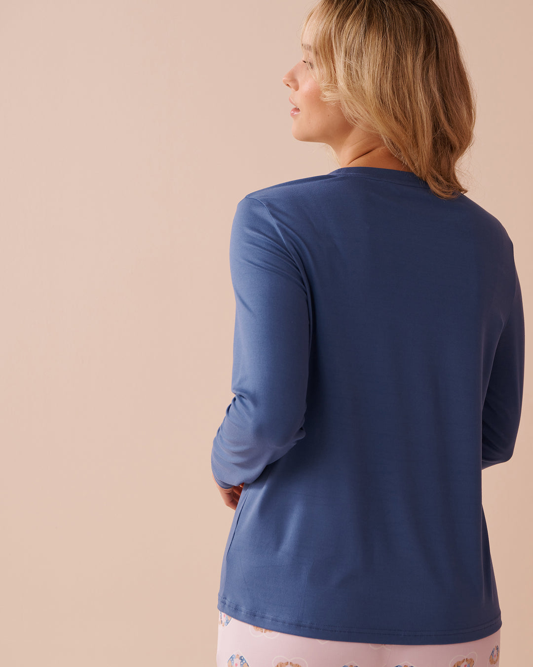 Dog Print Super Soft Long Sleeve Shirt - Gray Blue