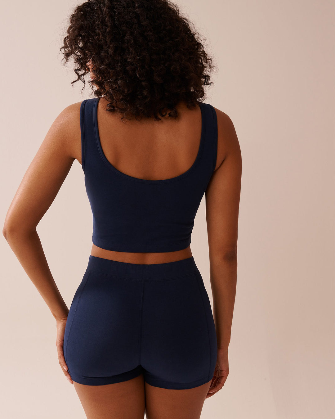 Button Detail Cotton Crop Cami - Maritime Blue