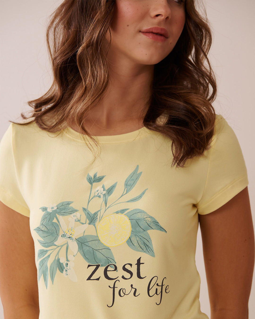 Lemon Print Super Soft T-shirt - Flan