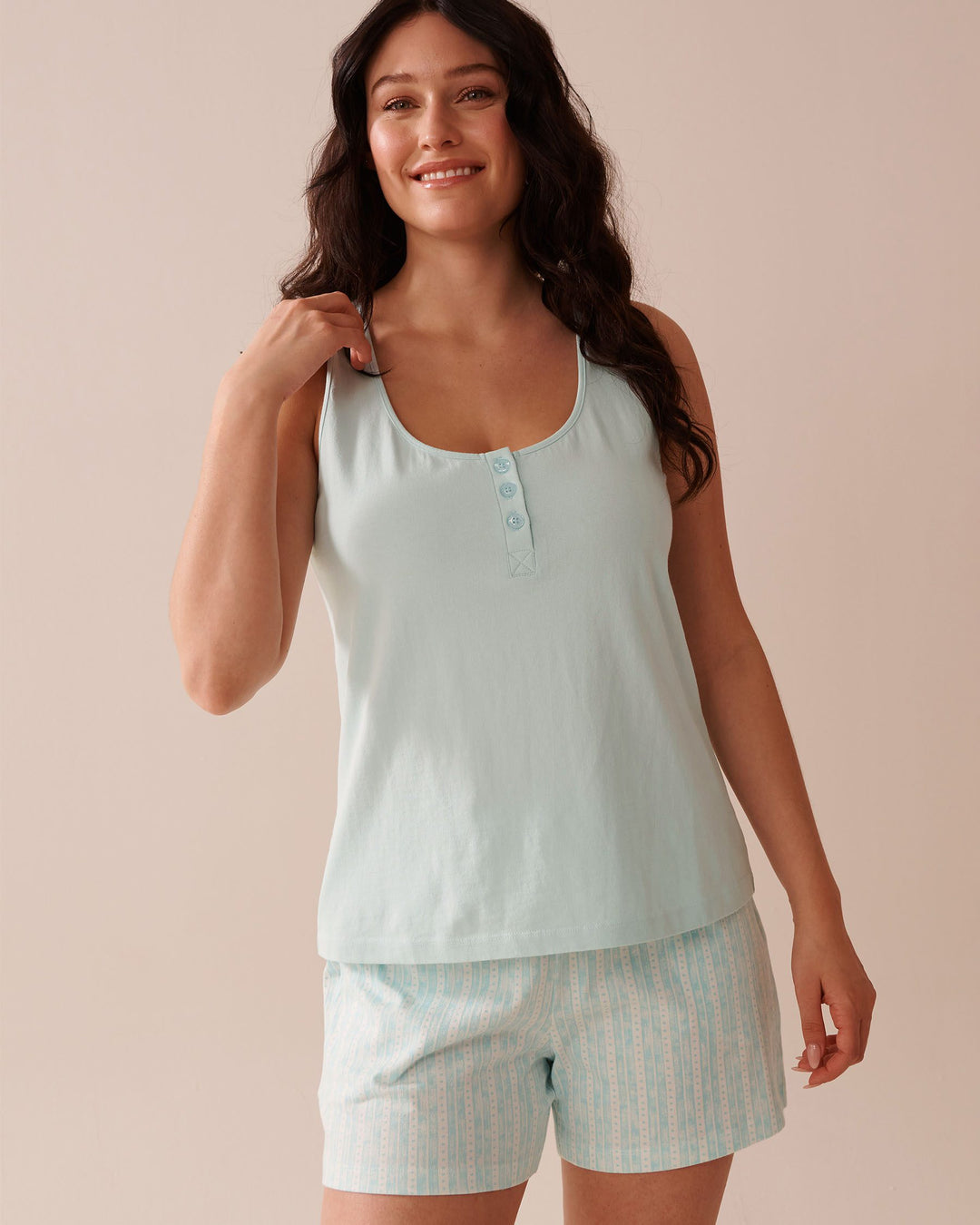 Cotton Henley Cami - Clearwater