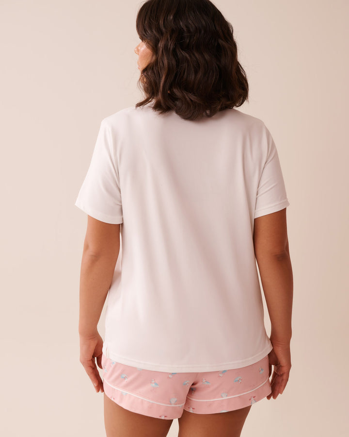Seagull Print Super Soft T-shirt - Snow White