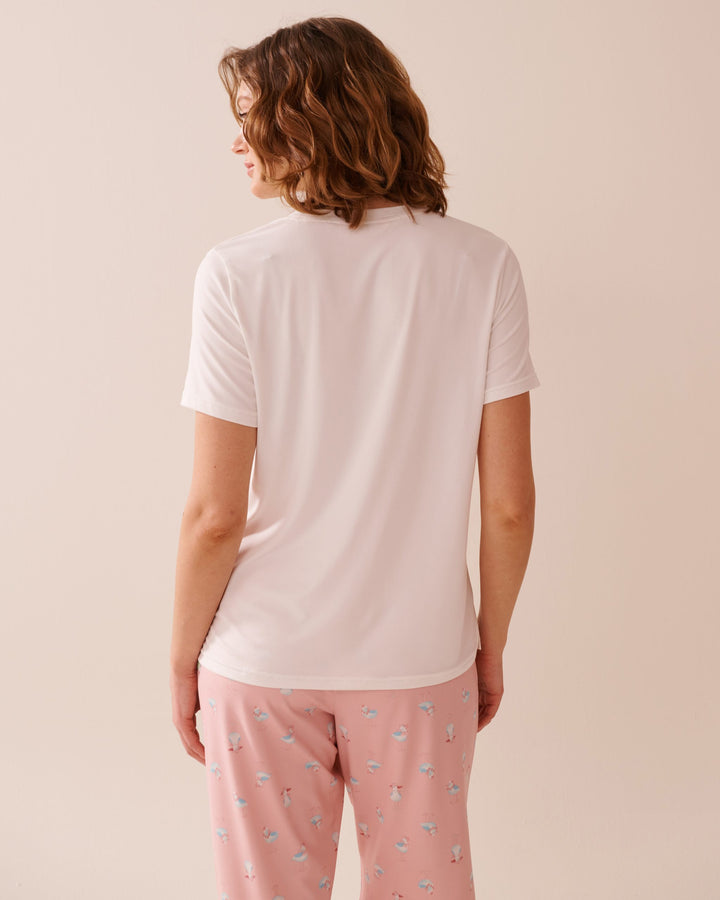 Seagull Print Super Soft T-shirt - Snow White