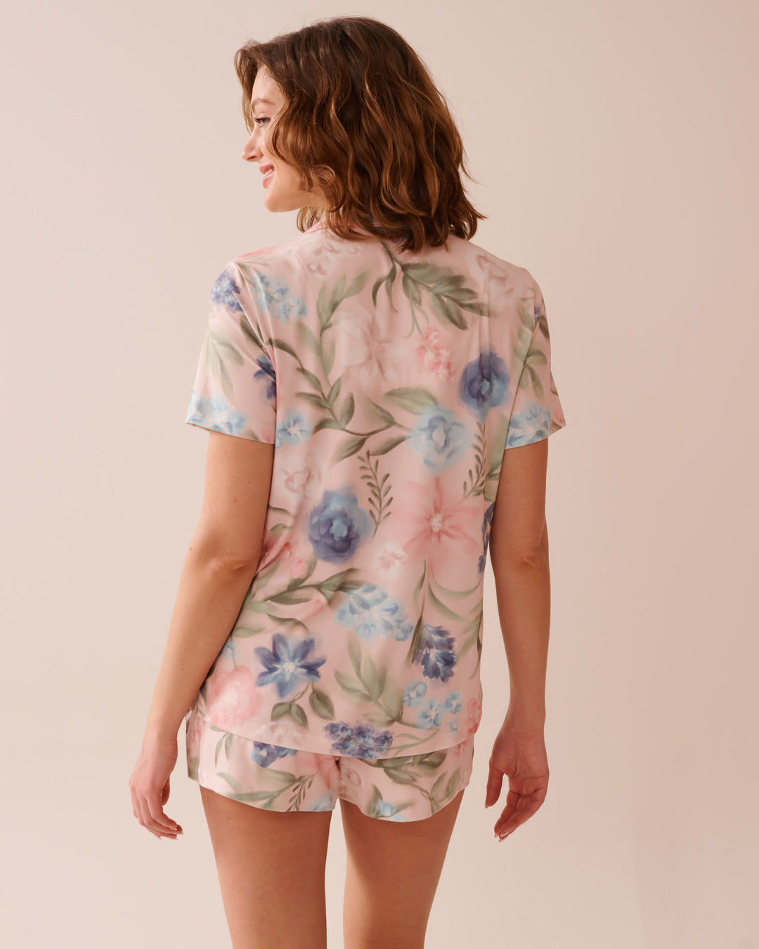 Watercolour Flower Print Super Soft Button-down Sh - Morganite Floral