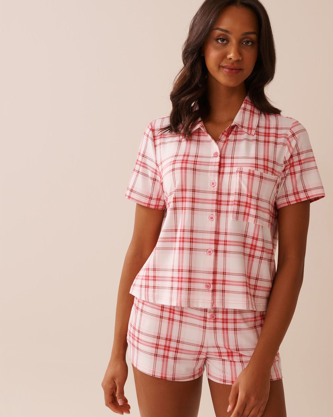 Pink Plaid Super Soft Button-down Shirt - Parfait Pink Plaid