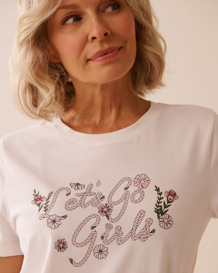 Frog Print Cotton T-shirt - Snow White