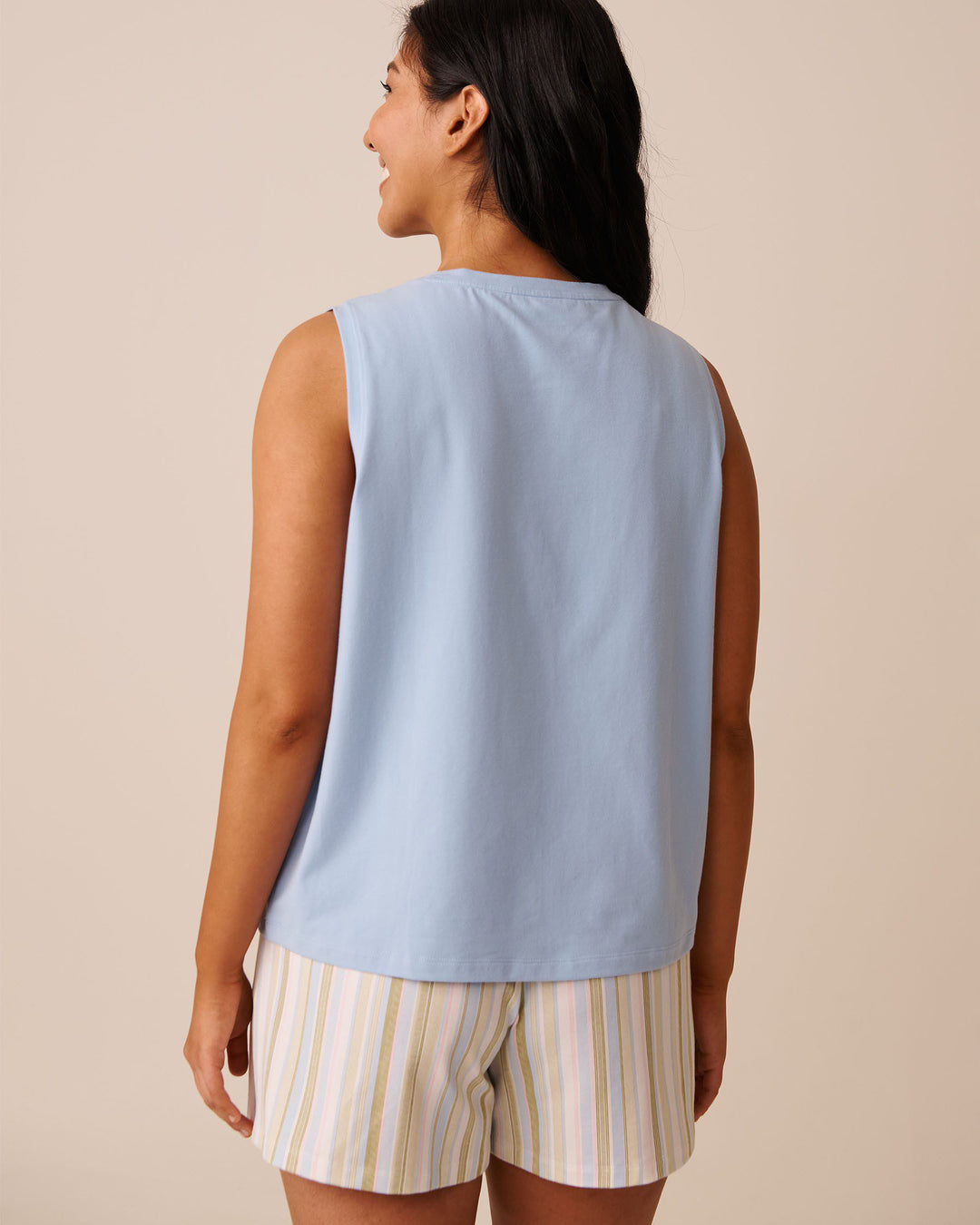 Frog Print Cotton Cami - Powder Blue