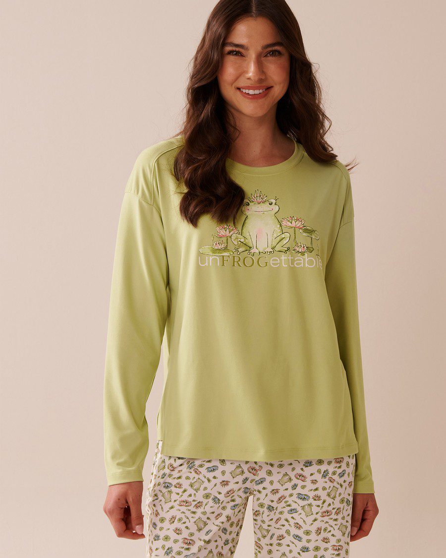 Frog Print Super Soft Long Sleeve Shirt - Lint