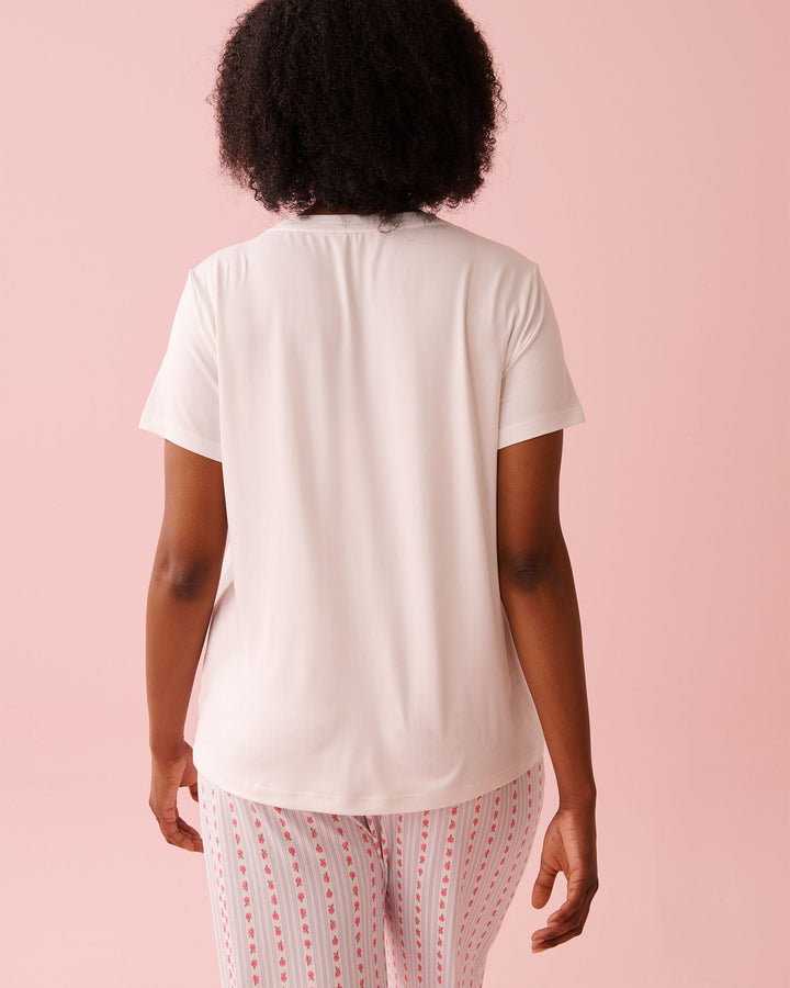 Peachy Dream Rabbit T-shirt - White