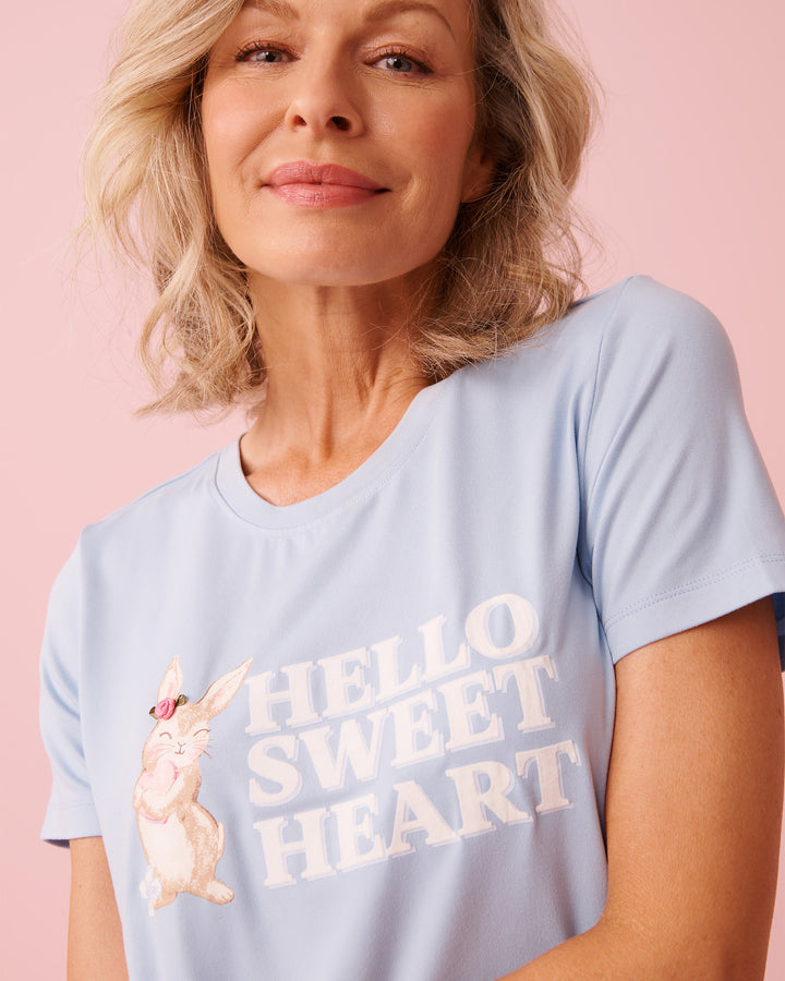 Peachy Dream Rabbit T-shirt - Blue