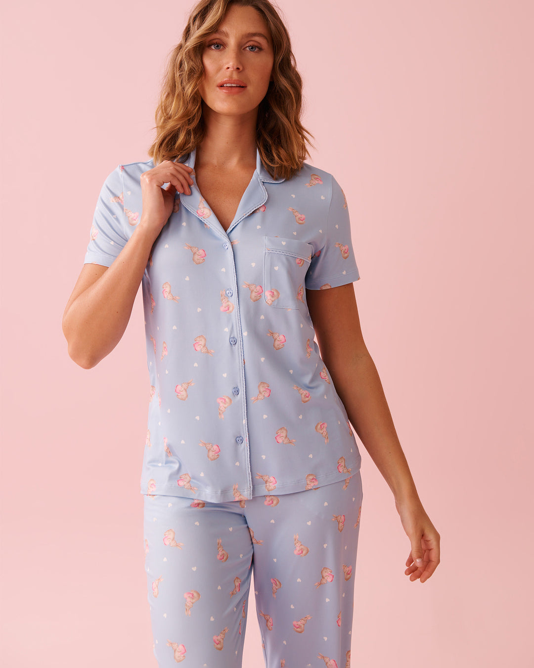 Peachy Dream Rabbit Shirt - Blue