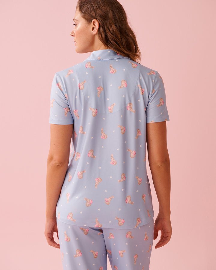Peachy Dream Rabbit Shirt - Blue